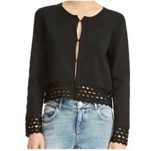 MAJE Marseille Black Cutout Knitted Cardigan Sweater All Seasons Sz 3 US L